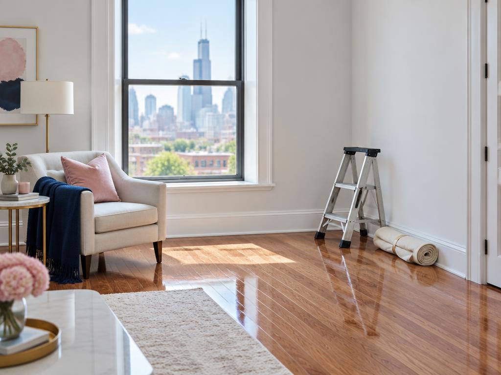 Freshly renovated room with dust-free floors and clean windows